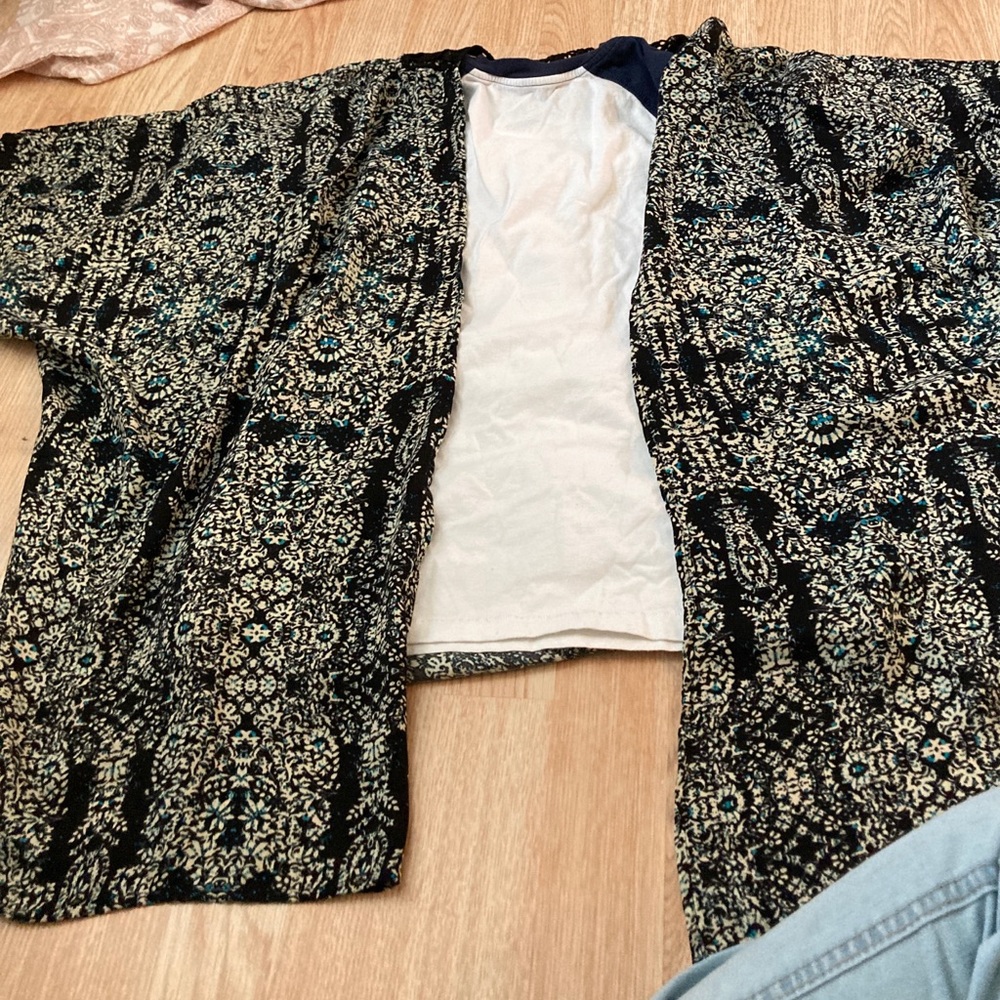 Navy blue shawl with an open back from Maurice’s